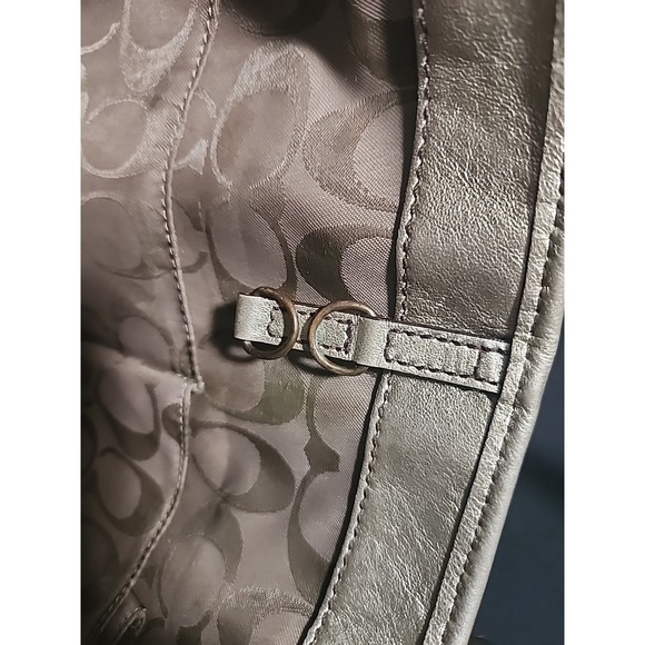 Coach Legacy Straw & Leather Satchel Tote Handbag Metallic Gold Cream M05K-113 - Picture 11 of 16